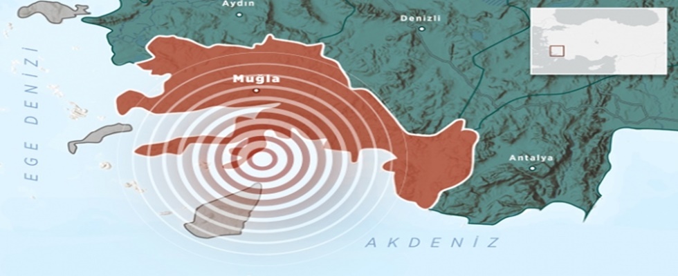 Marmaris ilçesi açıklarında 5,2 büyüklüğünde deprem