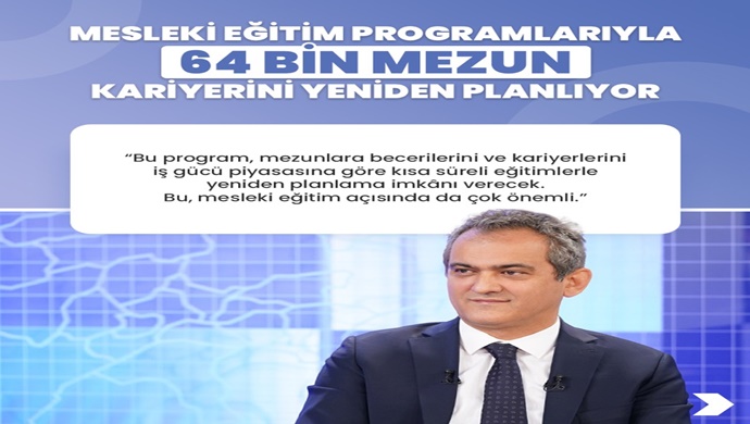 MESLEKİ EĞİTİM PROGRAMLARIYLA 64 BİN MEZUN, KARİYERİNİ YENİDEN PLANLIYOR