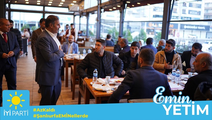 İYİ Parti Şanlıurfa Milletvekili Adayı Emin Yetim, İYİ Parti teşkilat üyeleri ile iftar yemeğinde bir araya geldi